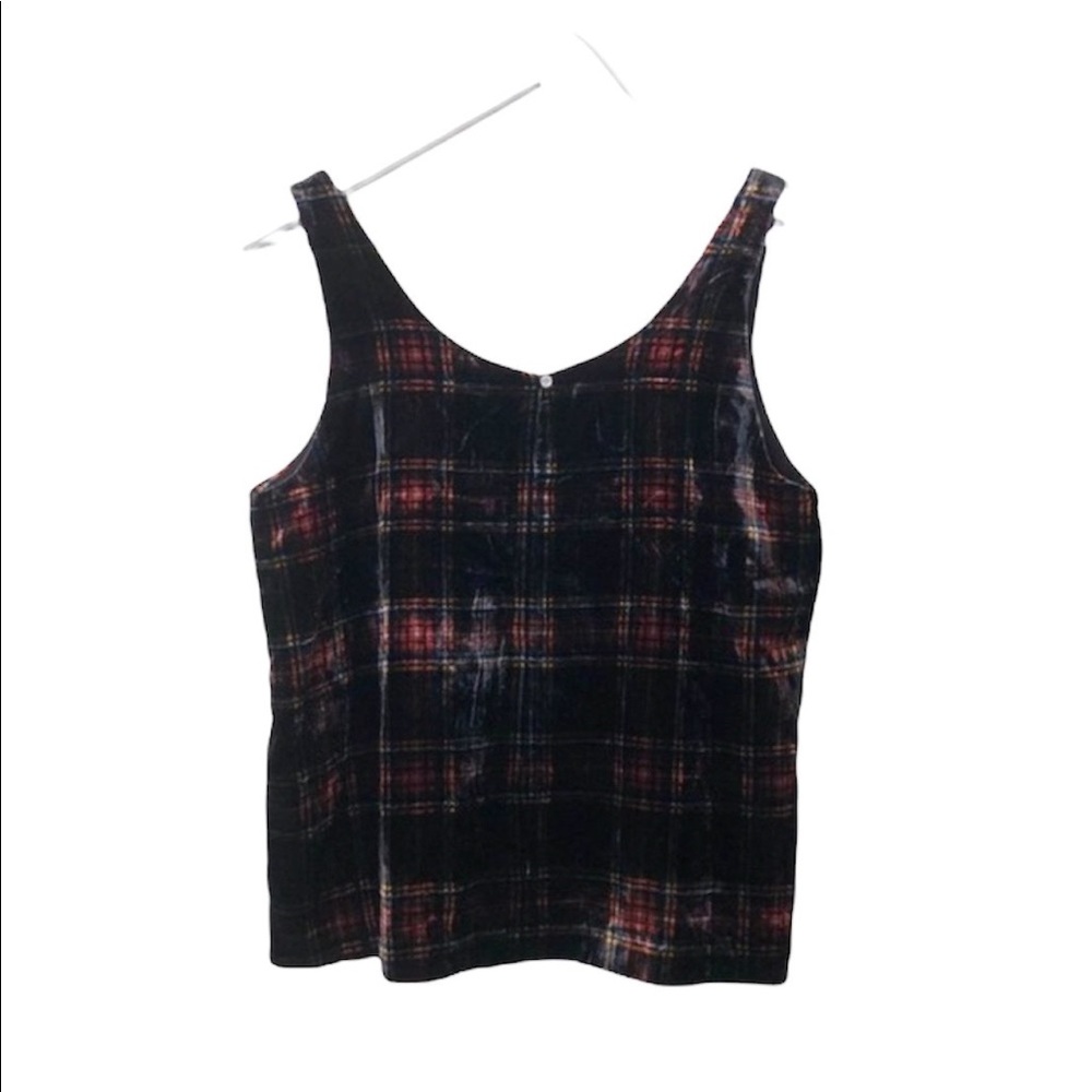 J. CREW Women’s Black Red Velvet Tank Top Size 8 Stewart Tartan Sleeveless - Picture 10 of 15